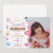 Lief feest Donut Snoep Foto Verjaardag Kaart (Voorkant / Achterkant)