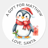 Lief Festief Kerst Pinguïn van en voor Ronde Sticker (Voorkant)