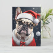 Lief Frans Bulldog Kerstman Kerstvakantie Ontwerp Kaart (Staand voorkant)