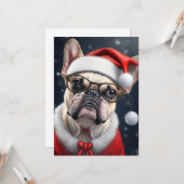 Lief Frans Bulldog Kerstman Kerstvakantie Ontwerp Kaart (Voorkant / Achterkant in situ)