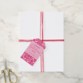 Lief Galentine's Day Roze Hart en Bloem Motief Cadeaulabel (Met Touw)