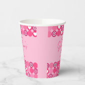 Lief Galentine's Day Roze Hart en Bloem Motief Papieren Bekers (Links)