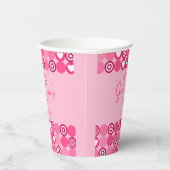 Lief Galentine's Day Roze Hart en Bloem Motief Papieren Bekers (Rechts)