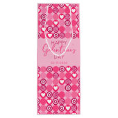 Lief Galentine's Day Roze Hart en Bloem Patroon Wijn Cadeautas (Achterkant)