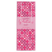 Lief Galentine's Day Roze Hart en Bloem Patroon Wijn Cadeautas (Voorkant)