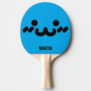 Lief Gezicht Blauw met Naam Tafeltennisbatje