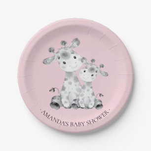 Lief Giraffe Meisjes Baby shower 7" Bord