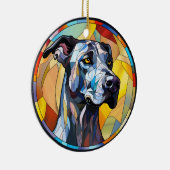 Lief Glas in lood Grote Deen Hond Keramisch Ornament (Rechts)