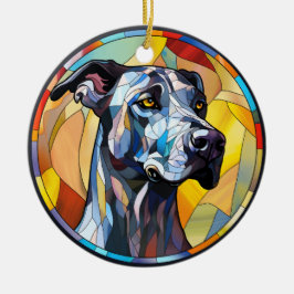 Lief Glas in lood Grote Deen Hond Keramisch Ornament