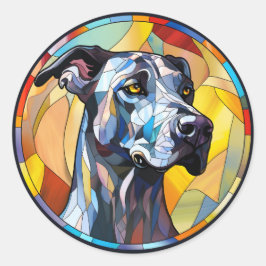 Lief Glas in lood Grote Deen Hond Ronde Sticker