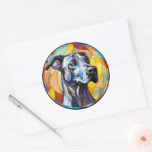 Lief Glas in lood Grote Deen Hond Ronde Sticker (Envelop)