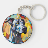 Lief Glas in lood Grote Deen Hond Sleutelhanger (Achterkant)