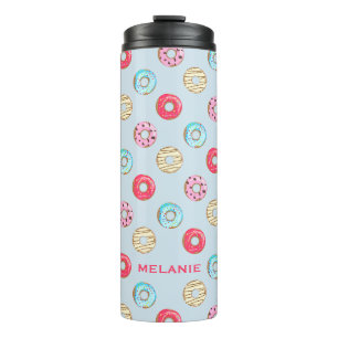 Lief glazuurdonutpatroon gepersonaliseerd thermosbeker