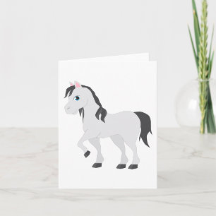 Lief grijs pony stripfiguur speelse paard kaart