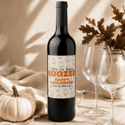 Lief Halloween Boo-cadeautag Wijn Etiket