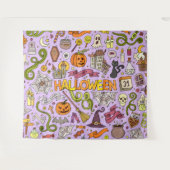 Lief Halloween Doodle Patroon Wandkleed (Voorkant (horizontaal))