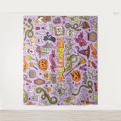 Lief Halloween Doodle Patroon Wandkleed (Voorkant)