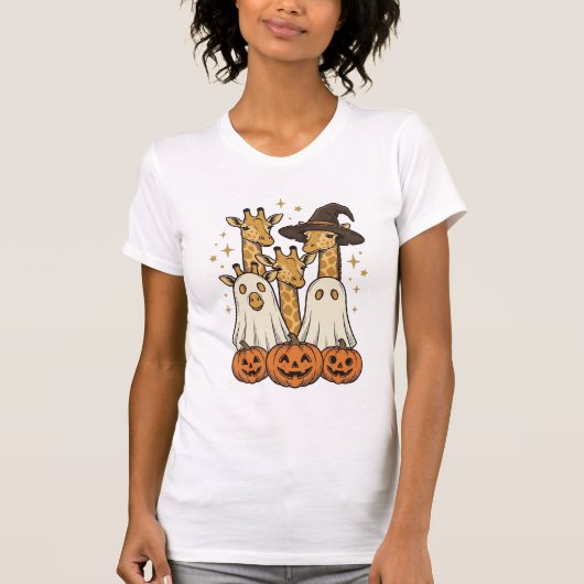 Lief Halloween Giraffe Geest Pompoen Shirt Ontwerp (Voorkant)