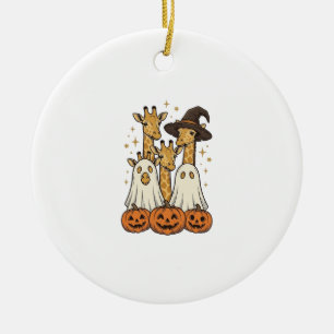 Lief Halloween Giraffe Geest Pompoen Shirt Ontwerp Keramisch Ornament