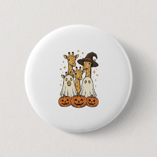 Lief Halloween Giraffe Geest Pompoen Shirt Ontwerp Ronde Button 5,7 Cm