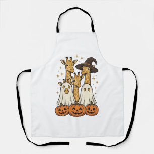 Lief Halloween Giraffe Geest Pompoen Shirt Ontwerp Schort