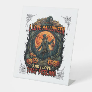 Lief Halloween Skelet Vogelverschrikker Vollemaan Reclamebord Met Voetstuk