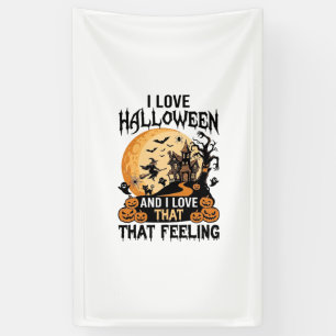 Lief Halloween Spokenhuis Maan Heks Pompoenen_1 Spandoek