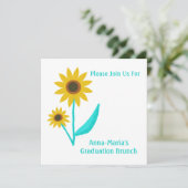 Lief Hand Getekend Zoete Zonnebloem Afstuderen Kaart (Staand voorkant)