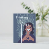 Lief hart bloemmotief denk aan jou   briefkaart (Staand voorkant)