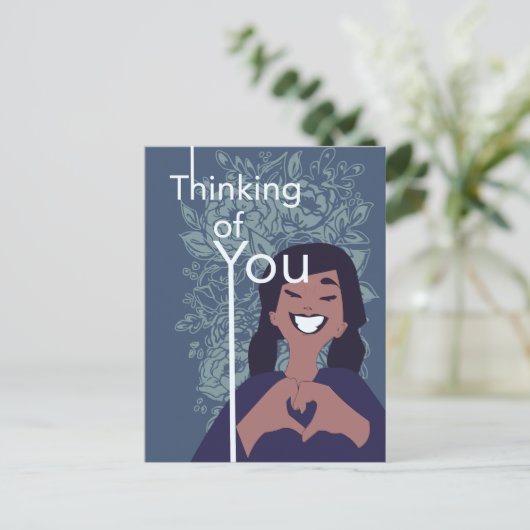 Lief hart bloemmotief denk aan jou briefkaart (Staand voorkant)