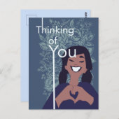 Lief hart bloemmotief denk aan jou briefkaart (Voorkant / Achterkant)