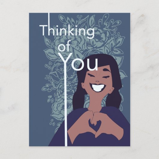 Lief hart bloemmotief denk aan jou   briefkaart (Voorkant)