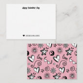 Lief hart Doodle-patroon Roze Valentijnsdag Notitiekaartje (Voorkant / Achterkant)