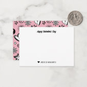 Lief hart Doodle-patroon Roze Valentijnsdag Notitiekaartje (Voorkant / Achterkant in situ)