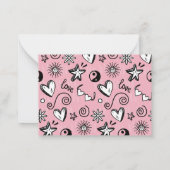 Lief hart Doodle-patroon Roze Valentijnsdag Notitiekaartje (Achterkant)
