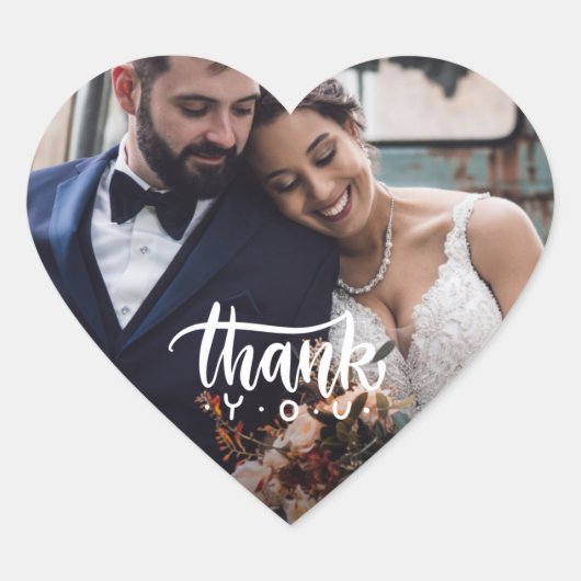 Lief hart foto bruiloft dank u gunst sticker (Voorkant)
