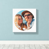 Lief hart foto koppels gepersonaliseerde namen canvas afdruk (Insitu (Houten vloer))