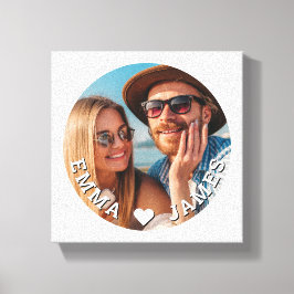 Lief hart foto koppels gepersonaliseerde namen canvas afdruk