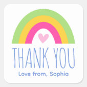 Lief Hart Regenboog Kinderen Bedankt Verjaardagsfe Vierkante Sticker (Voorkant)