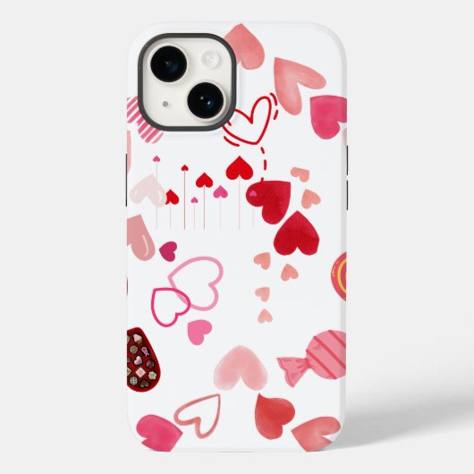 Lief hart rond zoete snoepjes Case-Mate iPhone case (Achterkant)