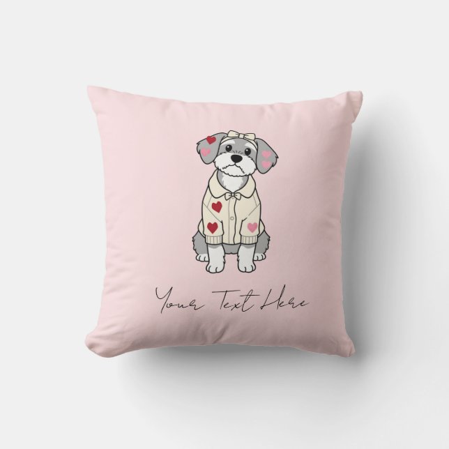 Lief hart schnauzer ontwerp met lange oren kussen (Voorkant)