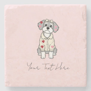 Lief hart schnauzer ontwerp met lange oren stenen onderzetter