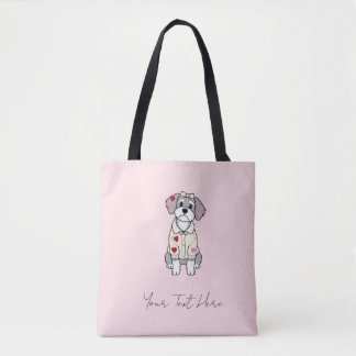 Lief hart schnauzer ontwerp met lange oren tote bag
