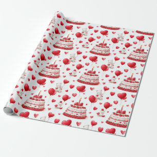 Lief hart verjaardag, valentijnscelebratiepatroon cadeaupapier