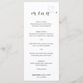 Lief hart zwart-wit eenvoudig trouwfeest menu (Voorkant)