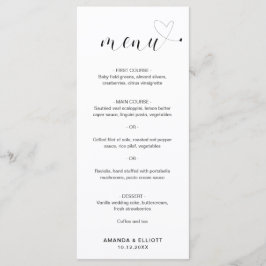 Lief hart zwart-wit eenvoudig trouwfeest menu