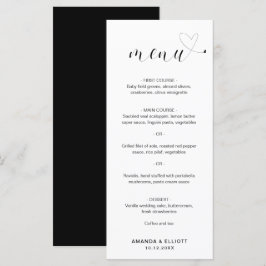 Lief hart zwart-wit eenvoudig trouwfeest menu