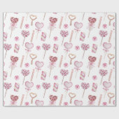 Lief harten patroon cadeaupapier (Vlak)