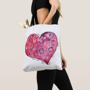 Lief hartje met fantasievolle Doodle Tote Bag