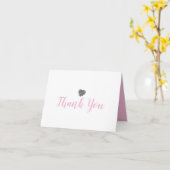 Lief hartje roze schrift bedankt kaart (Gele Bloem)